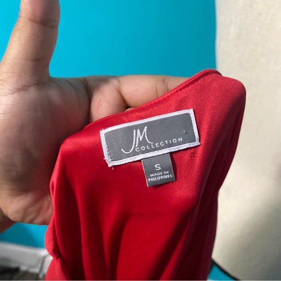 NWT JM Collection S Solid Red Sleeveless Shift Dress Circle Chain Neck Detail - Picture 5 of 5